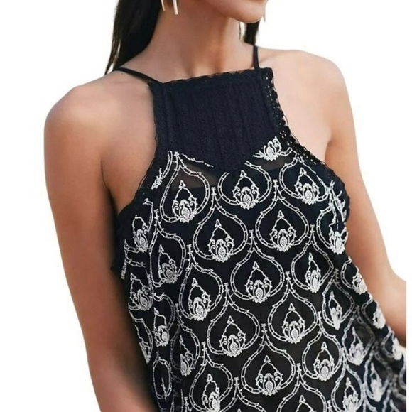 Anthropologie Sheer Embroidered Black and White Mini Dress Size XS New With Tags - Picture 6 of 12